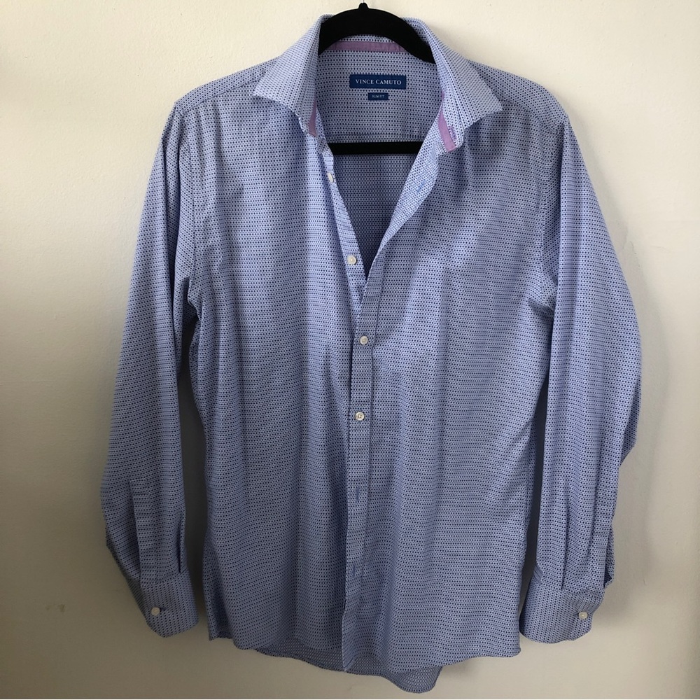 Vince‎ Camuto Men's Purple & Blue Dress Shirt Slim Fit Size 15.5 - 32/33 EUC